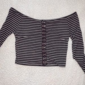 Black and white off shoulder top